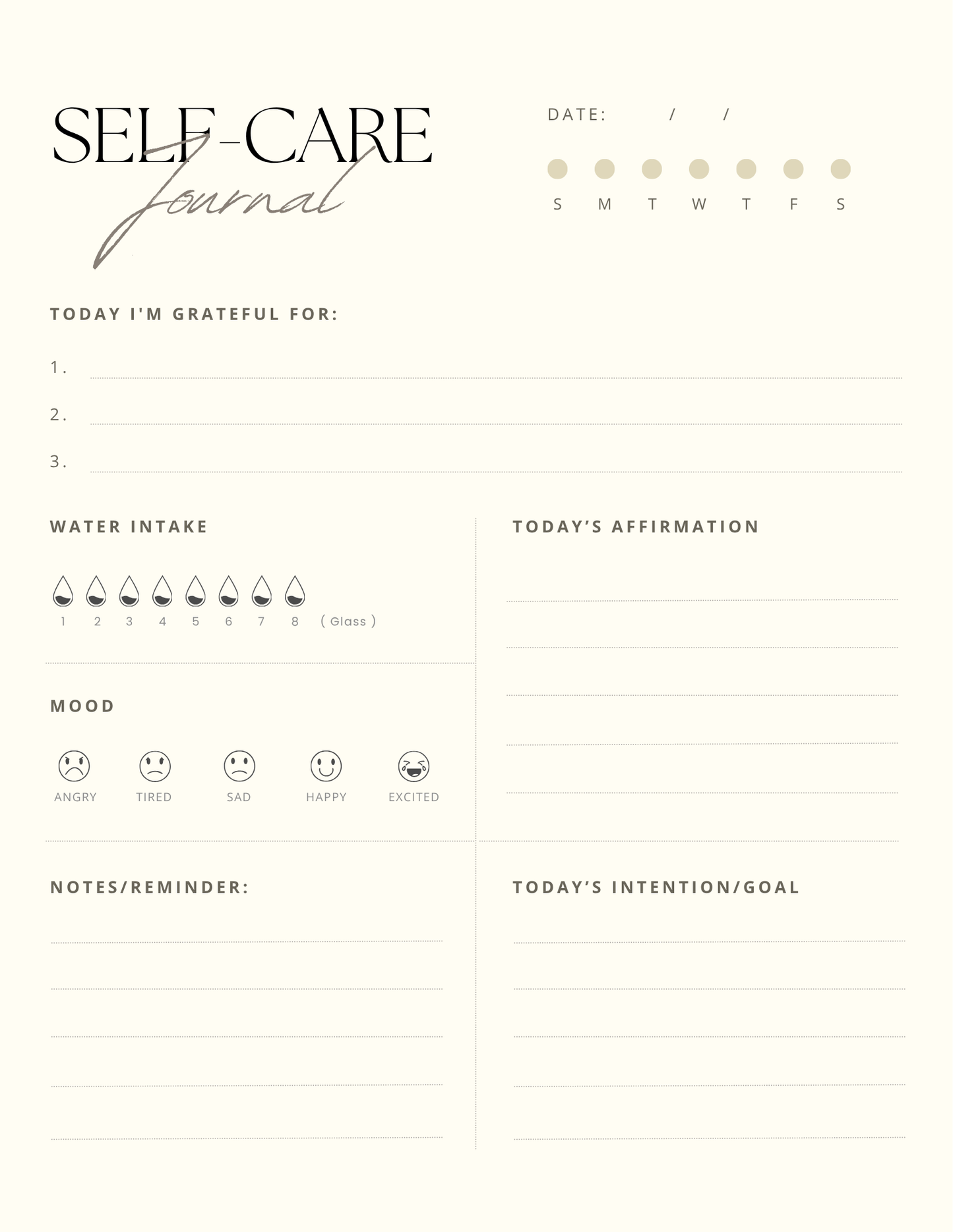 FREE Daily Self-Care Journal